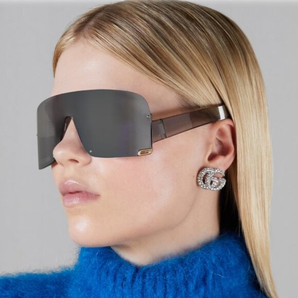 NEW GG1637S 002 GUCCI SHIELD WOMEN SUNGLASSES GREY GUCCI